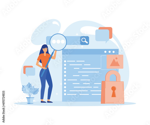 Search engine optimization ideas for blog promotion. Web page advertising on the internet, site audit. flat vector modern illustration  © Alwie99d