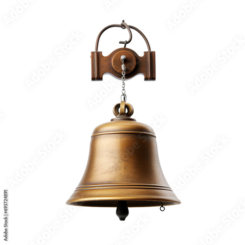 White backdrop and school bell in this solitary picture, transparent background, isolated image, generative AI