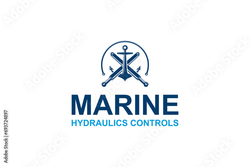 Marine anchor hydraulic logo design industry sparepart boat ship.