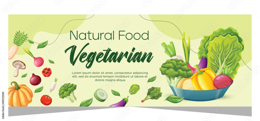 Organic food horizontal banner template design