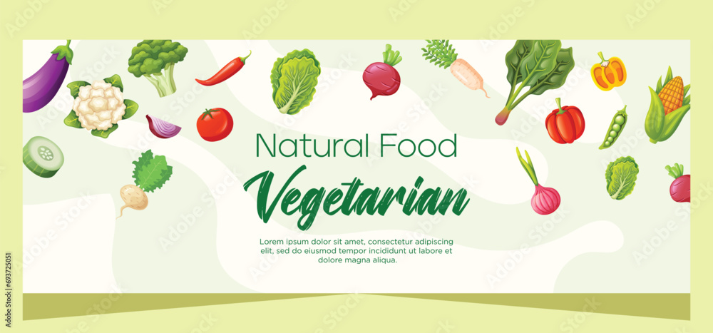 Organic food horizontal banner template design Organic food horizontal banner template design
