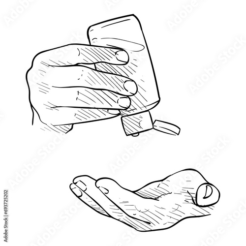 antibacterial hands handdrawn illustration