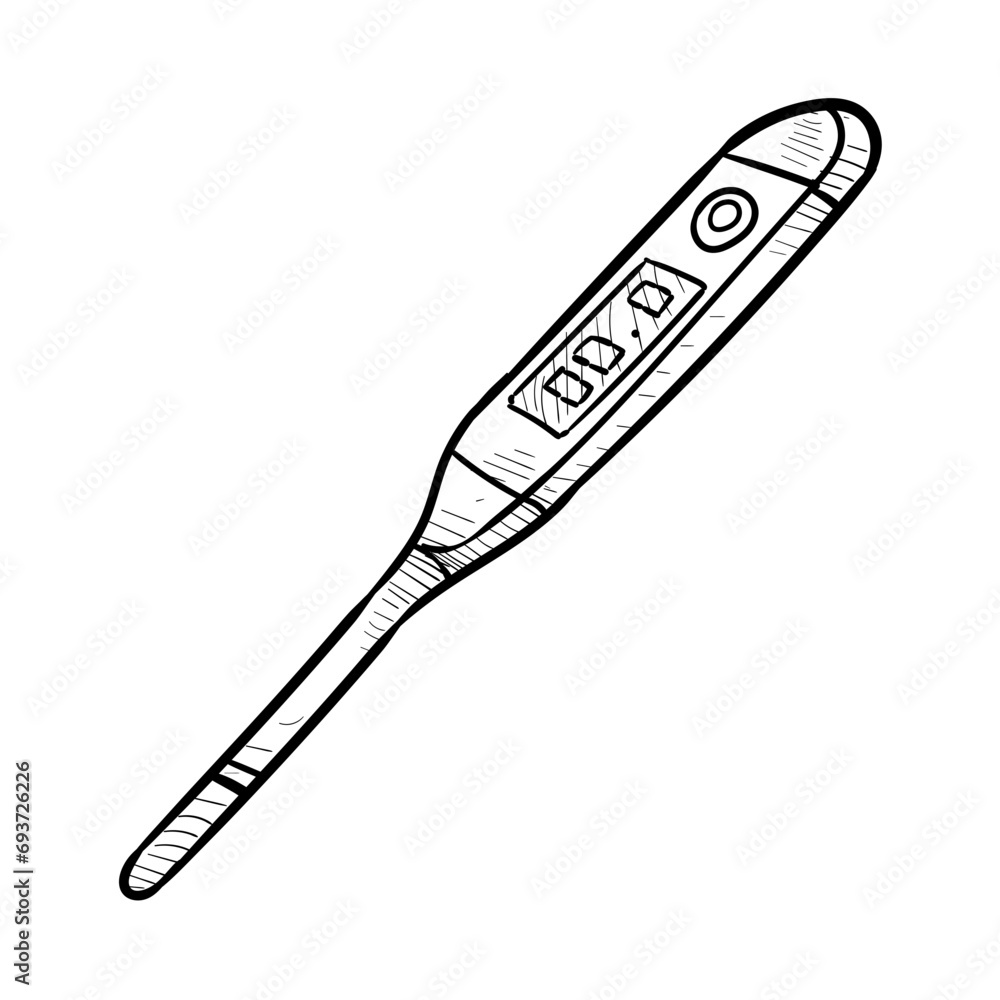 medical thermometer handdrawn illustration medical thermometer handdrawn illustration