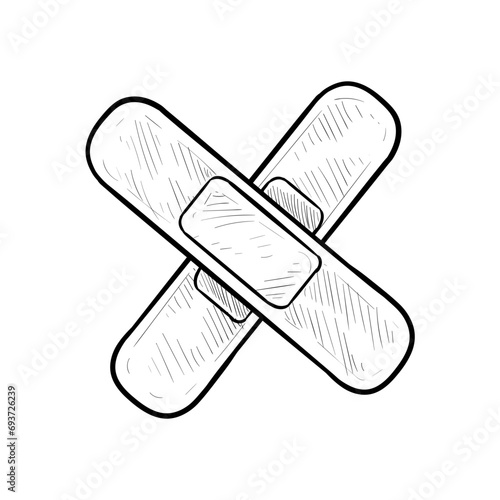 bandage plaster handdrawn illustration