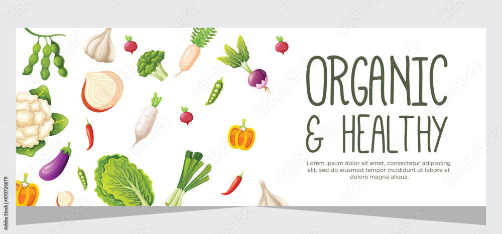Organic and healthy food banner template design
