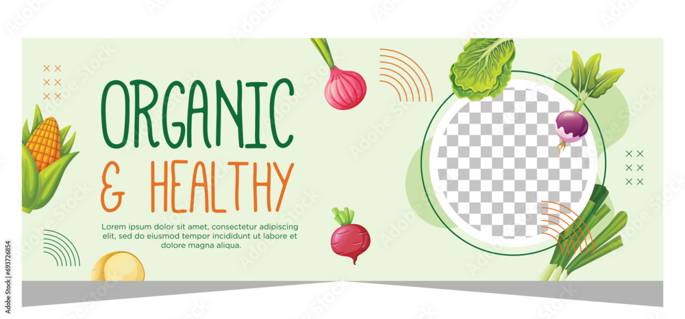 Vegetarian food banner template design Vegetarian food banner template design