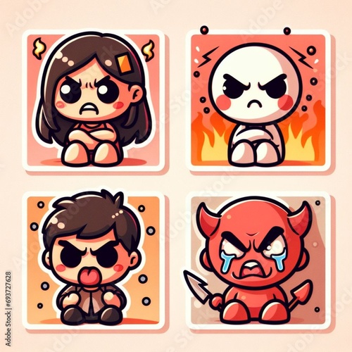 set of funny angry mood