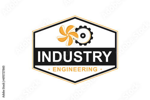 HVAC system industry service logo design badge label style.