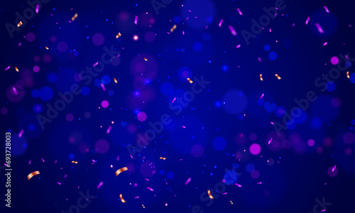 Vector blue background with golden confetti