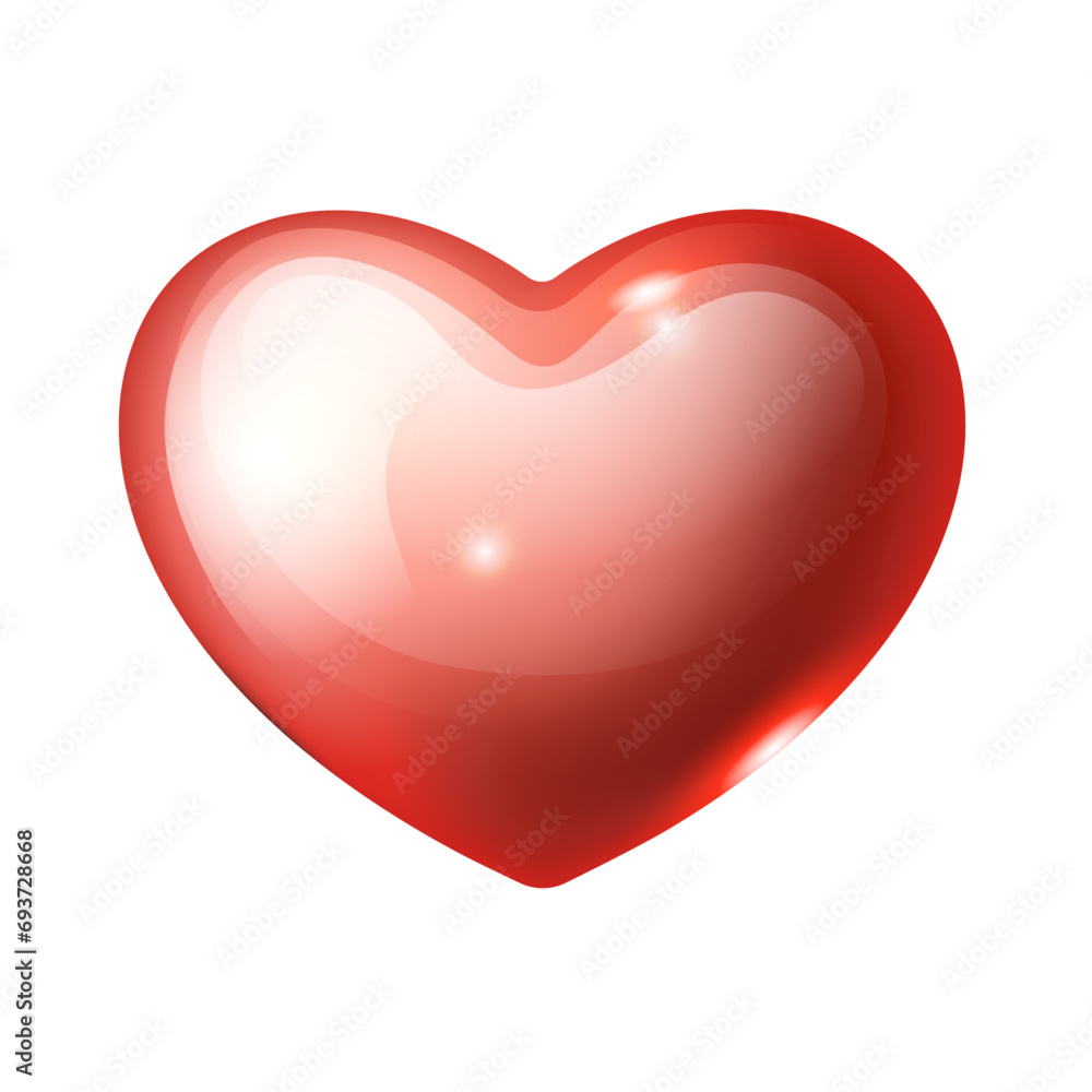 Vector red realistic heart vector icon romantic symbol of love Vector red realistic heart vector icon romantic symbol of love