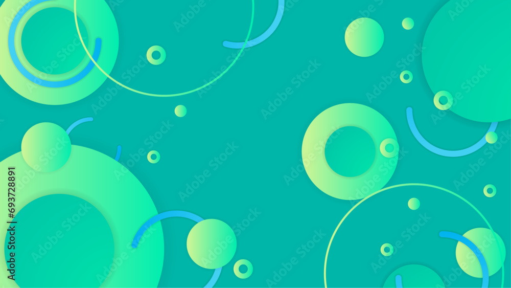 Green background abstract art vector with shapes