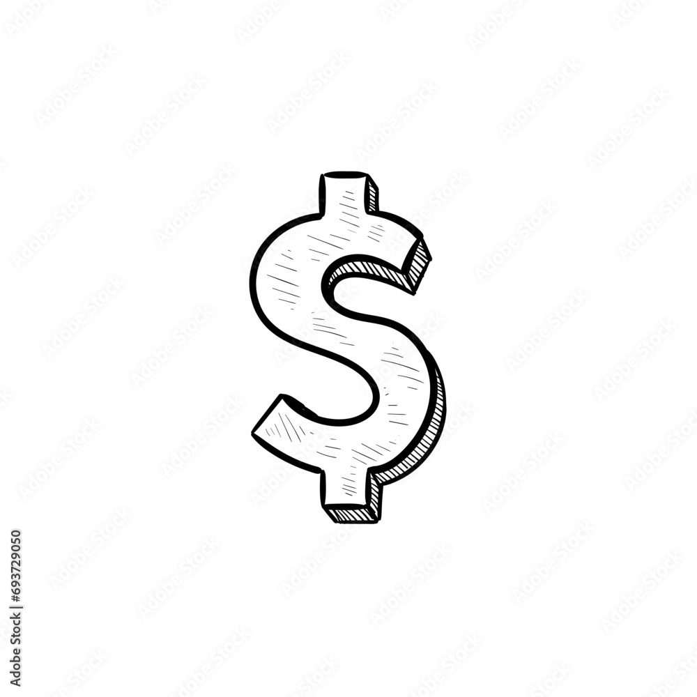 dollar currency symbol handdrawn illustration