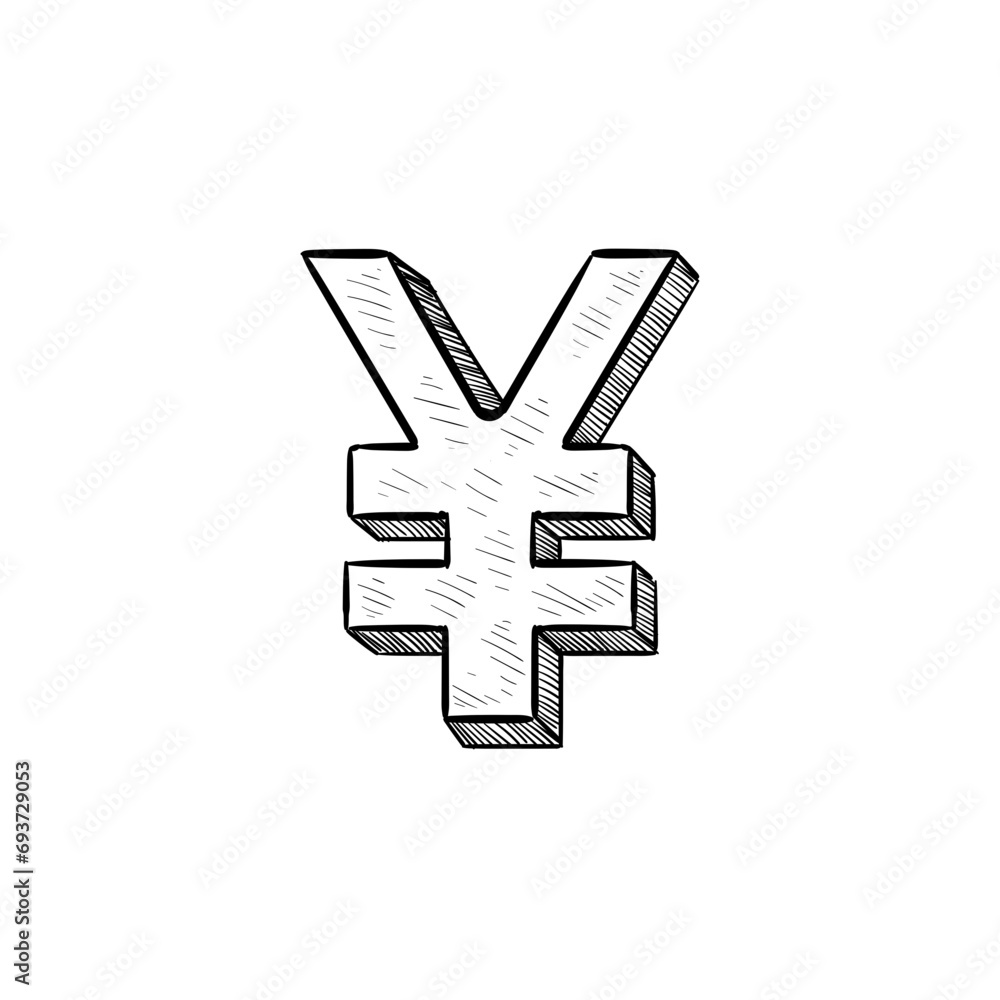 Fototapeta premium yen currency symbol handdrawn illustration