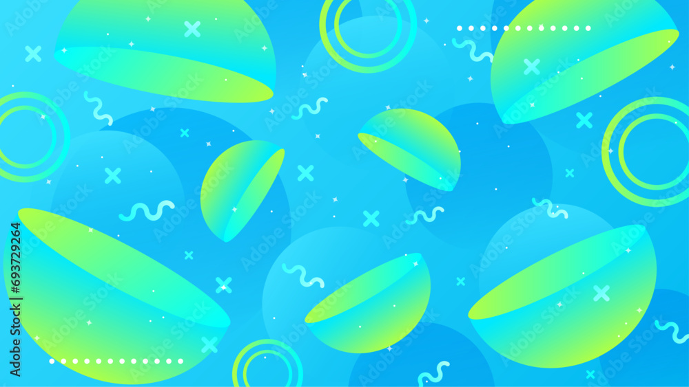 Blue and green abstract background with shapes