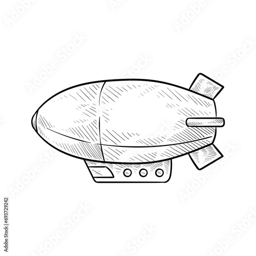 airship zeppelin handdrawn illustration
