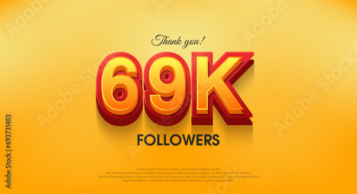 Thank you 69k followers 3d design, vector background thank you.