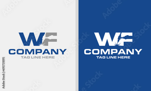 letter WF welding fabrication company logo design template