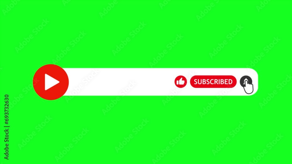 Animation of like share subscribe and notification button. 4K green screen animation, Subscriber button notification