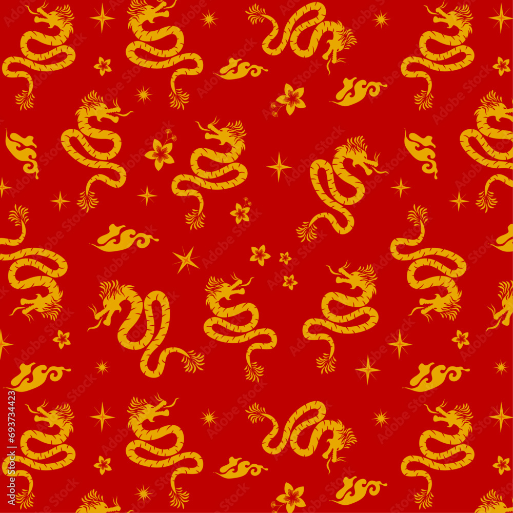 Vector, icon pattern of the Chinese New Year 2024. Dragon