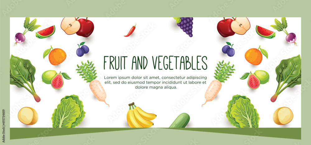 Fruit and vegetable horizontal banner banner template