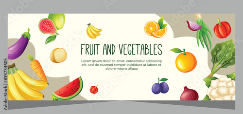 Fruit and vegetable horizontal banner banner template