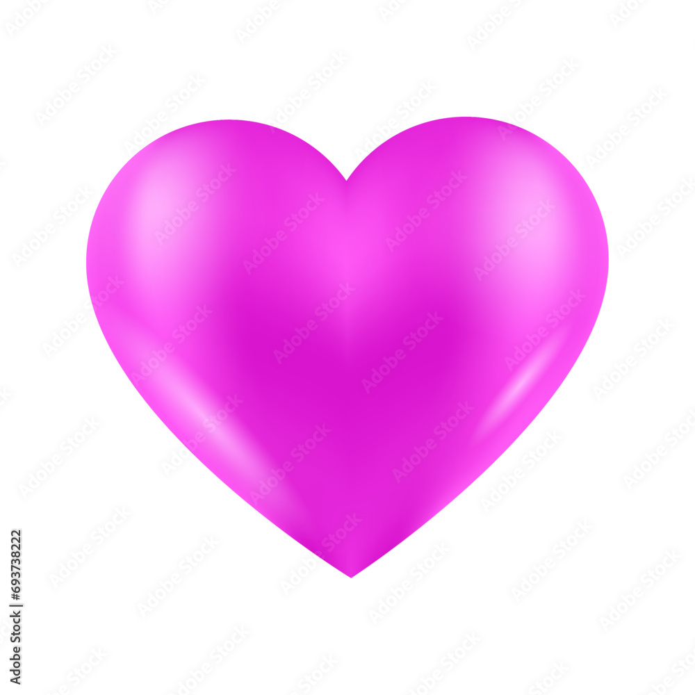 Vector purple heart isolated on transparent background. happy valentine's day greeting template