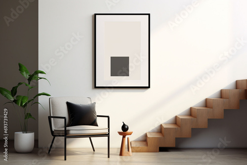 Minimalist Poster Frame Mockup Indoor created with Generative AI