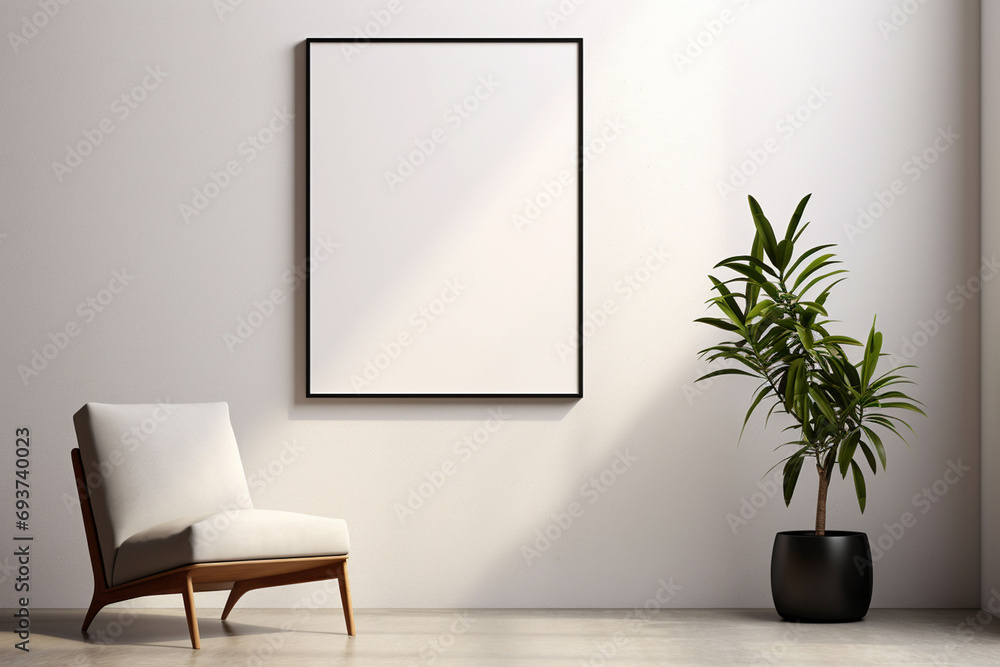 Minimalist Poster Frame Mockup Indoor created with Generative AI Minimalist Poster Frame Mockup Indoor created with Generative AI