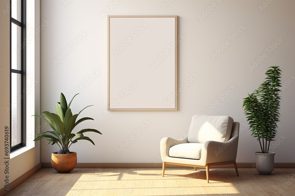 Minimalist Poster Frame Mockup Indoor created with Generative AI Minimalist Poster Frame Mockup Indoor created with Generative AI