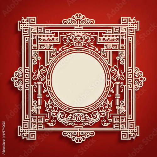 Vintage ornate frame on a red background. Vector illustration.