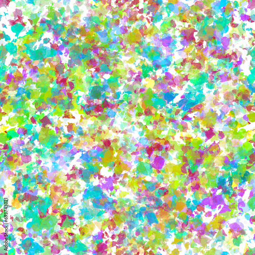 Bold bright multicolor layered brush strokes on white Abstract blurred painted artistic seamless pattern