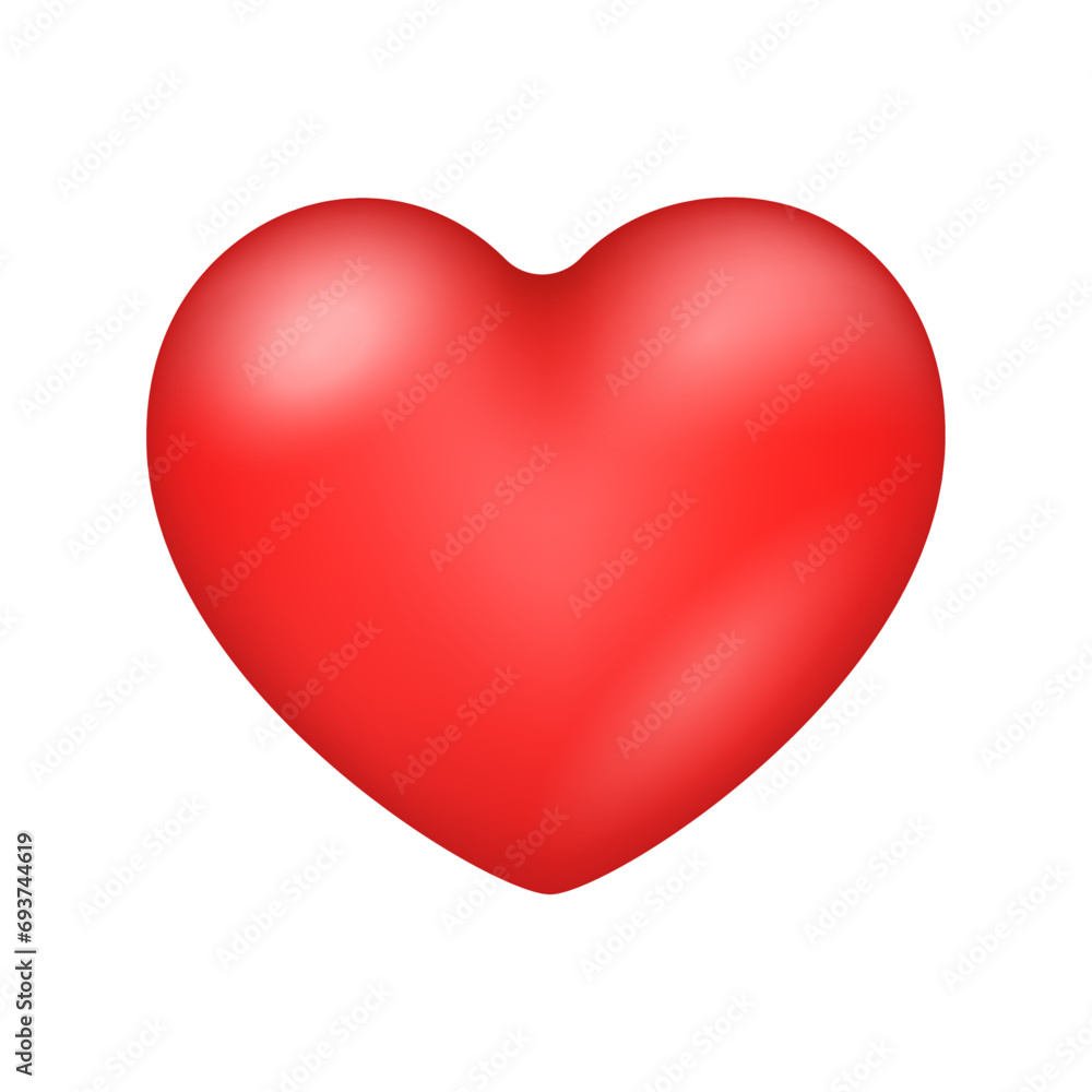 Vector red heart love shape isolated on white background