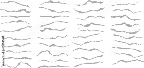 Vector transparent torn paper background collection. Gray torn paper