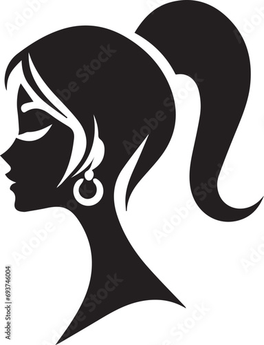Girl face Side Vector With high pony tale photo