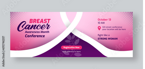 October breast cancer awareness month conference or seminar social media facebok cover web banner