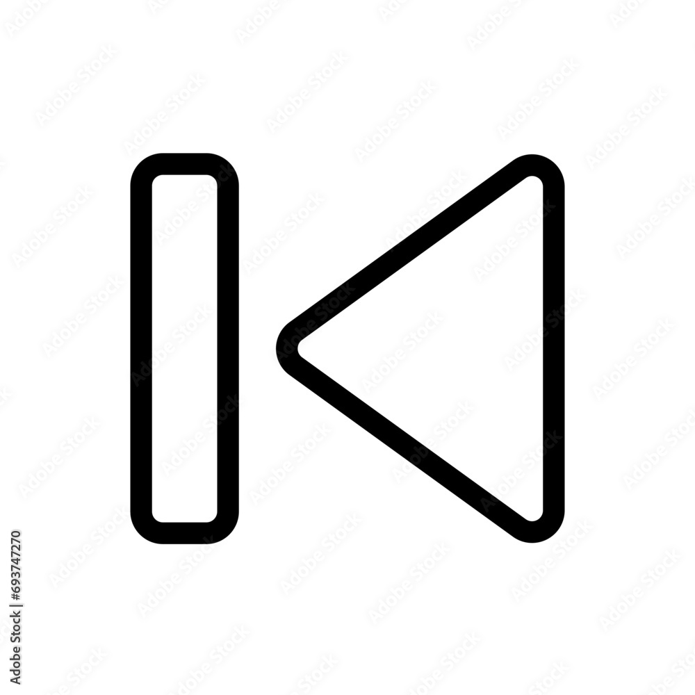 This is the Previous icon from the Music Player icon collection with an Outline style This is the Previous icon from the Music Player icon collection with an Outline style