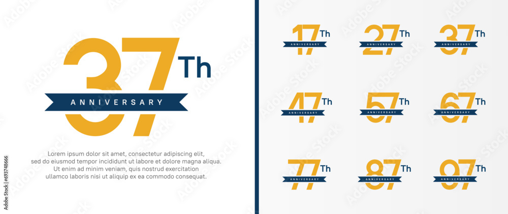 custom made wallpaper toronto digitalset of anniversary logo orange color number and blue ribbon on white background for celebration