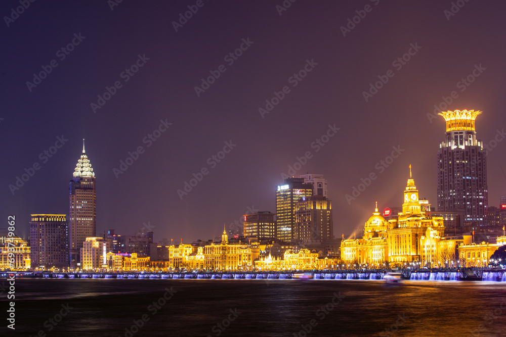 The Bund, Huangpu District, Shanghai - night view city skyline buildings