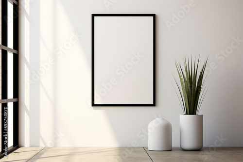 Minimalist Poster Frame Mockup Indoor created with Generative AI