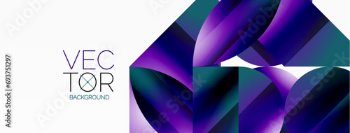 Serene gradient template. Circles and triangles mingle in minimalist perfection. Gentle fusion of forms and hues creates balanced yet captivating backdrop, embodying modern sophistication