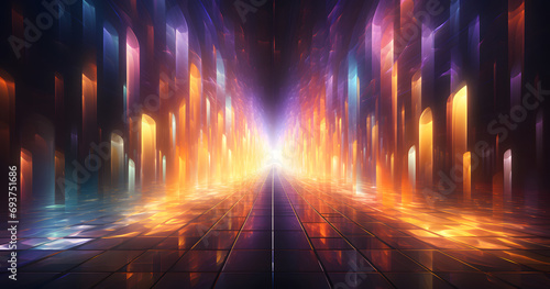 An abstract light walkway with light streams,