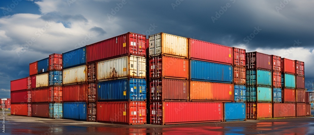 Obraz premium Pallets for shipping piled .