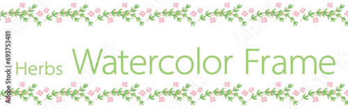 アロマに使われるハーブ・植物のイラスト・フレーム。水彩風ベクター素材