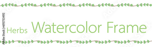 アロマに使われるハーブ・植物のイラスト・フレーム。水彩風ベクター素材