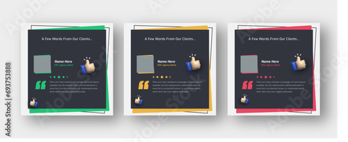 Customer feedback and testimonial social media post web banner, client's review post template