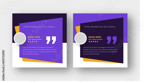Customer feedback and testimonial social media post web banner, client's review post template