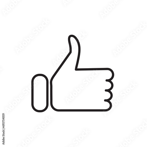 thumb up like button vector icon, liner flat illustration, for social media or websites on white background..eps