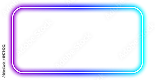 square glowing in the dark, purple blue neon lights. Flared square frame design. Neon lights shine. Neon frame