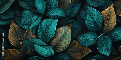 Aerial sunset close up of plant leaves, in the style of dark teal and bronze, chiaroscuro portraitures photo
