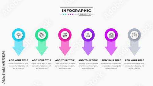 Vector modern arrow infographic design template with 6 steps or options